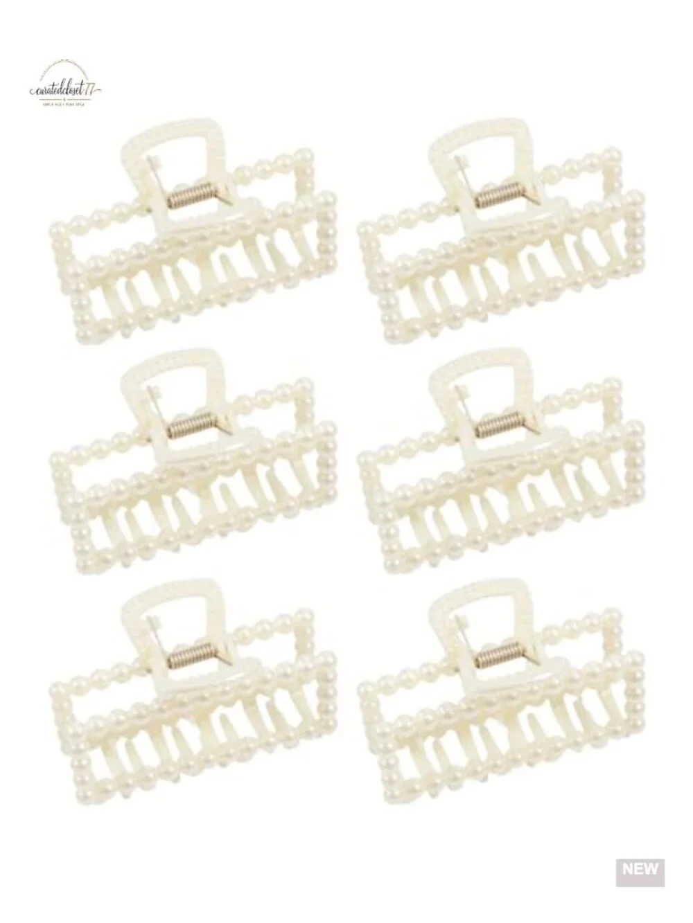 6-Pack Pearl Claw Hair Clips, Non-Slip Strong Hold, Elegant Hair Accessories